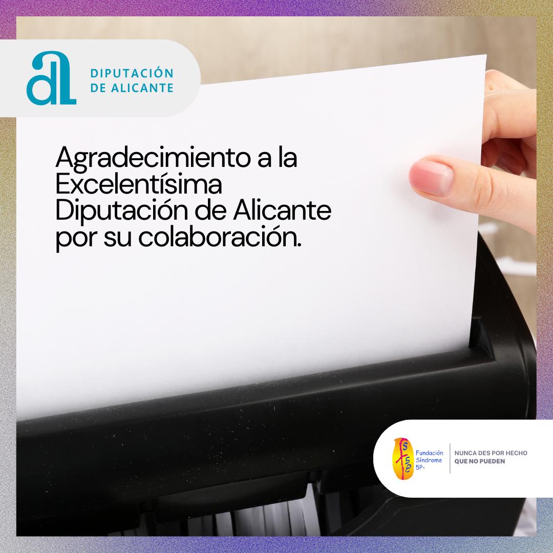 Agradecimiento a la Excma. Diputación de Alicante
