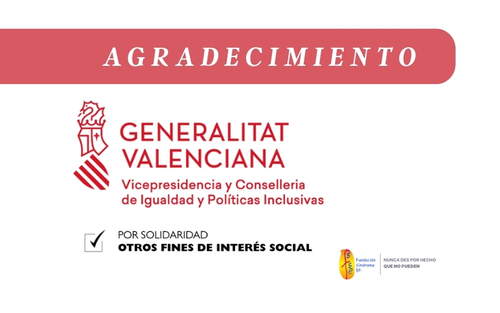 Agradecimiento a Conselleria de Servicios Sociales, Igualdad y Vivienda -IRPF 2024